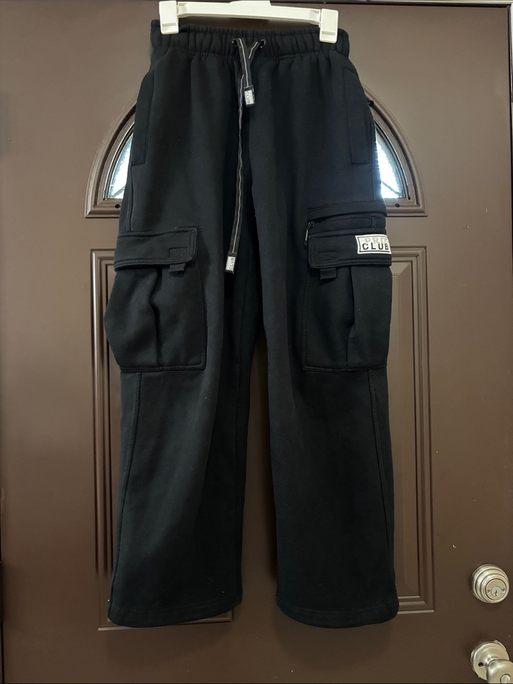 PRO CLUB Men's Black Cargo Pants with Utility Pockets